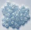 50 8mm Light Blue Crackle Glass Heart Beads